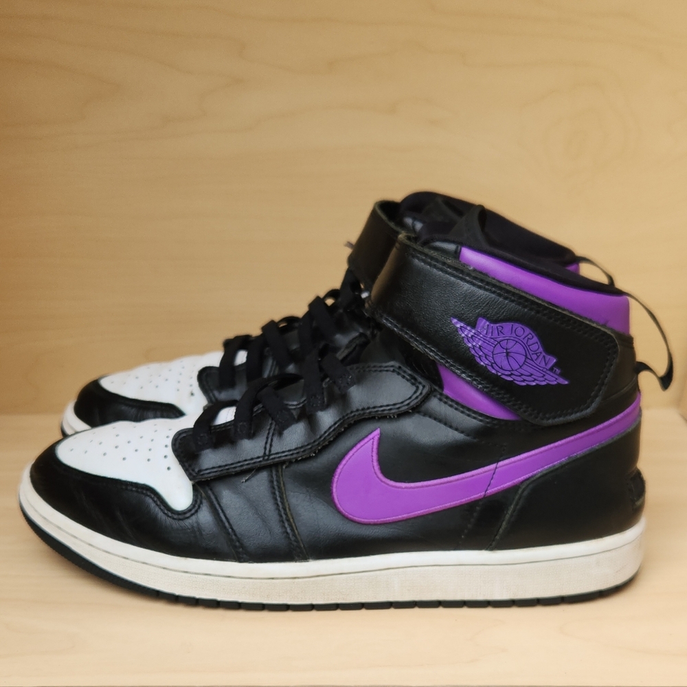 Nike Air Jordan Black and Purple High-Top Sneakers